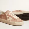 Hi Star für Damen aus rosa Wildleder mit cremefarbenem Stern und silberner Fersenlasche aus Leder