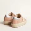 Hi Star für Damen aus rosa Wildleder mit cremefarbenem Stern und silberner Fersenlasche aus Leder