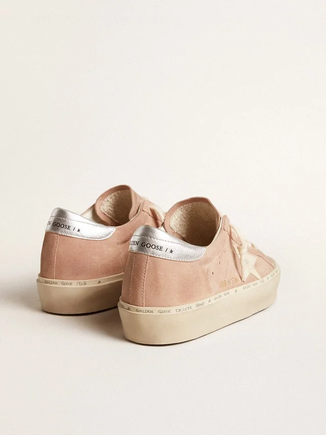 Hi Star für Damen aus rosa Wildleder mit cremefarbenem Stern und silberner Fersenlasche aus Leder