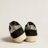 Hi Star für Damen aus schwarzem Leder mit silbernem Glitzer-Fersenlasche