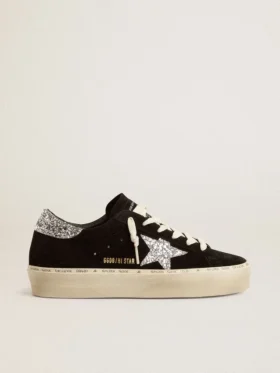 Hi Star für Damen aus schwarzem Wildleder mit silbernem Glitzerstern