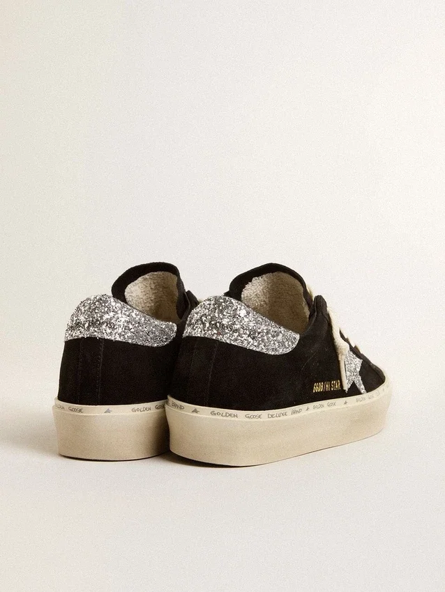 Hi Star für Damen aus schwarzem Wildleder mit silbernem Glitzerstern