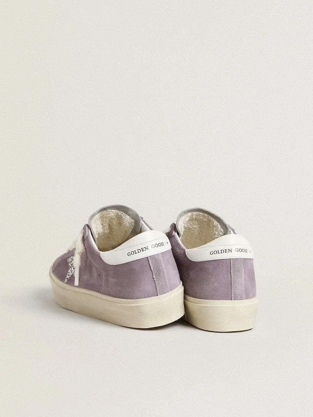 Hi Star für Damen aus violettem Wildleder mit silbernem Glitzerstern
