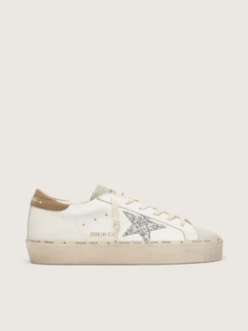 Hi Star für Damen mit silbernem Glitzerstern und taubengrauer Fersenlasche aus Nubukleder