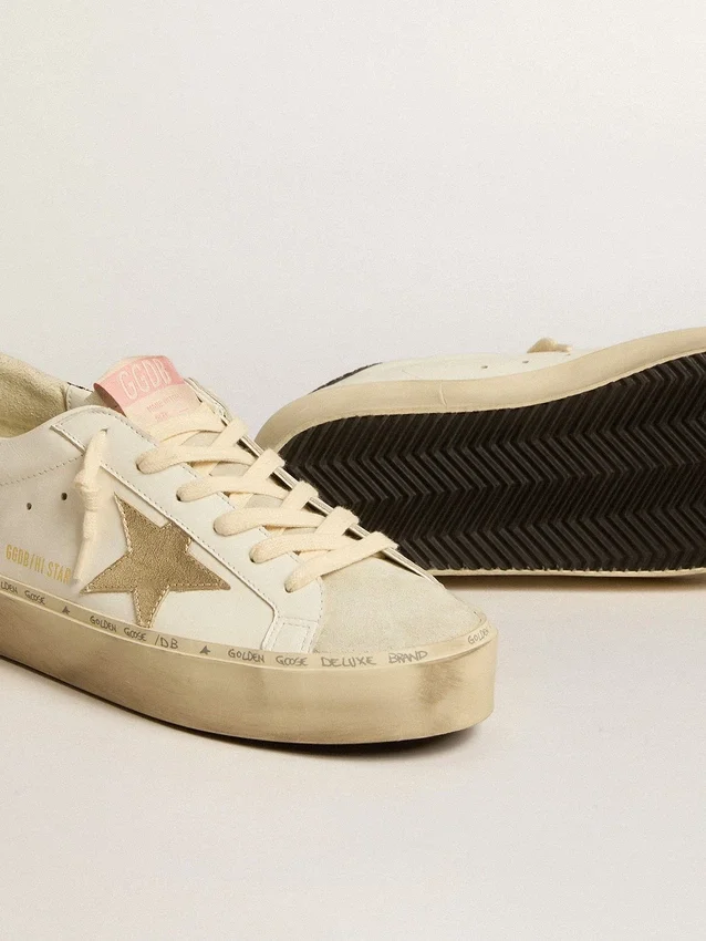 Hi Star mit Stern aus platinmetallischem Leder und glitzernder Fersenlasche