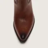 Hohe «Wish Star»-Damenstiefel aus braunem Leder mit Blumenstickerei