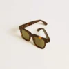 Jamie-Sonnenbrille in quadratischer Form mit havannabraunem Rahmen