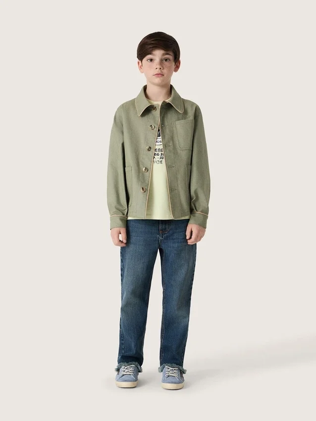 Jeans für Jungen mit unversäuberten Säumen und Stickerei