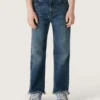 Jeans für Jungen mit unversäuberten Säumen und Stickerei