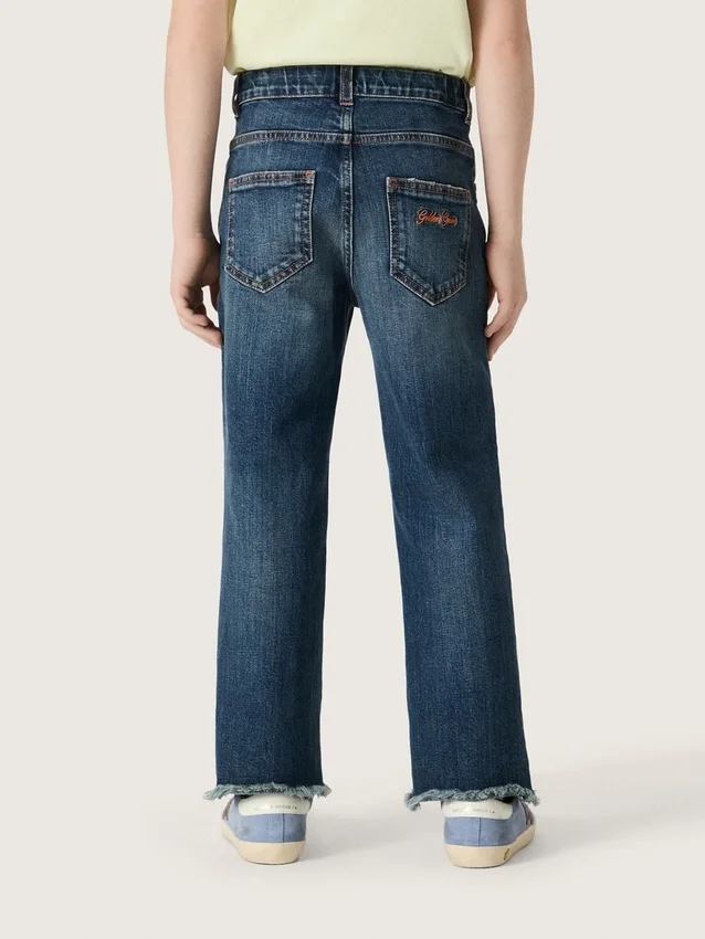 Jeans für Jungen mit unversäuberten Säumen und Stickerei