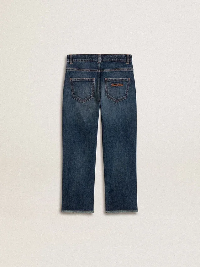 Jeans für Jungen mit unversäuberten Säumen und Stickerei