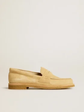 Jerry-Loafer aus ecrufarbenem, gewachstem Wildleder