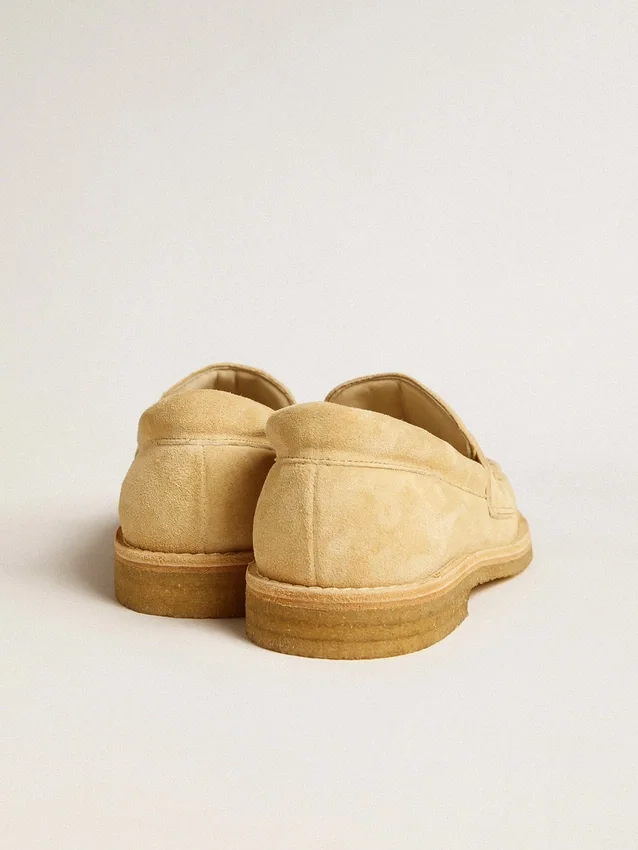 Jerry-Loafer aus ecrufarbenem, gewachstem Wildleder