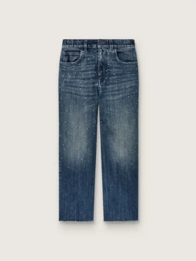 Journey Bootcut-Jeans für Mädchen aus blauem Denim mit Strasssteinen im Farbverlauf