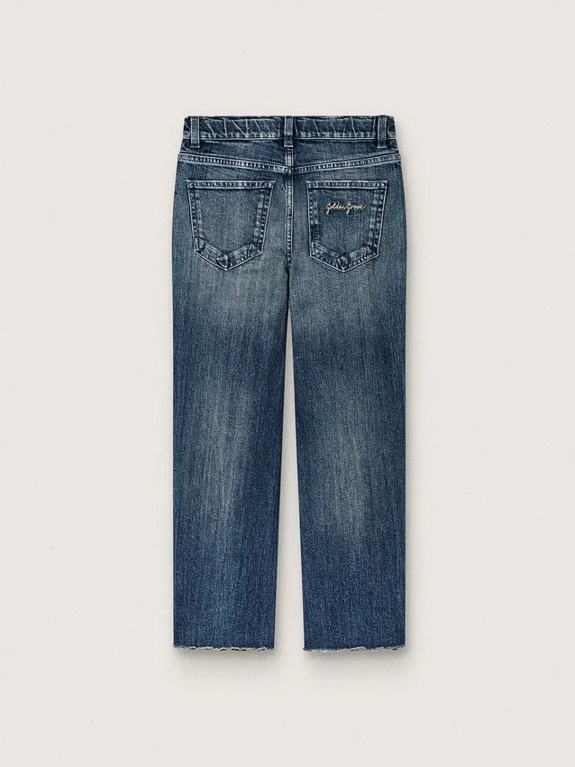 Journey Bootcut-Jeans für Mädchen aus blauem Denim mit Strasssteinen im Farbverlauf