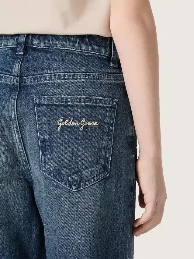 Journey Bootcut-Jeans für Mädchen aus blauem Denim mit Strasssteinen im Farbverlauf