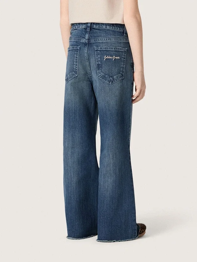 Journey Bootcut-Jeans für Mädchen aus blauem Denim mit Strasssteinen im Farbverlauf