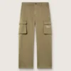 Journey-Cargohose für Jungen aus militärgrünem Baumwollgabardine mit Aufdruck