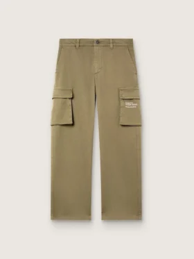 Journey-Cargohose für Jungen aus militärgrünem Baumwollgabardine mit Aufdruck