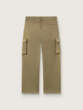 Journey-Cargohose für Jungen aus militärgrünem Baumwollgabardine mit Aufdruck