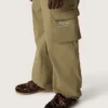 Journey-Cargohose für Jungen aus militärgrünem Baumwollgabardine mit Aufdruck