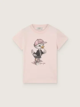 «Journey»-Hemd für Mädchen aus rosa Baumwolljersey mit digitalem Maskottchen-Print