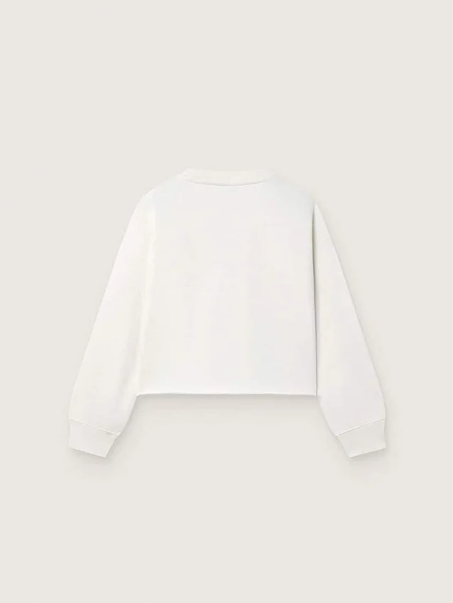Journey-Mädchen-Sweatshirt aus weisser Baumwolle mit Kristallen und Logo
