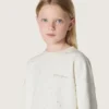 Journey-Mädchen-Sweatshirt aus weisser Baumwolle mit Kristallen und Logo