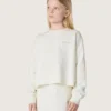 Journey-Mädchen-Sweatshirt aus weisser Baumwolle mit Kristallen und Logo