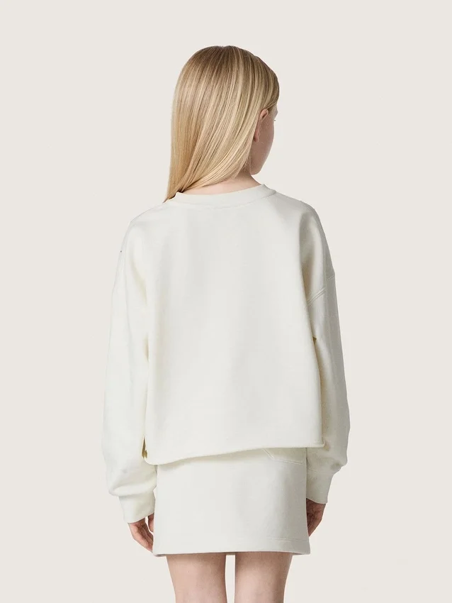 Journey-Mädchen-Sweatshirt aus weisser Baumwolle mit Kristallen und Logo