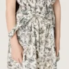 Journey-Mädchenkleid aus weissem Baumwoll-Canvas mit grünem Blumenprint