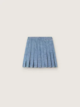 Journey Minirock für Mädchen aus hellblauem Baumwoll-Chambray mit gesticktem Logo