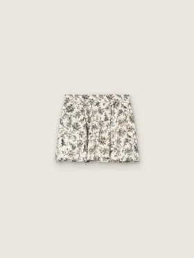 Journey-Minirock für Mädchen aus weissem Baumwoll-Canvas mit grünem Blumenprint