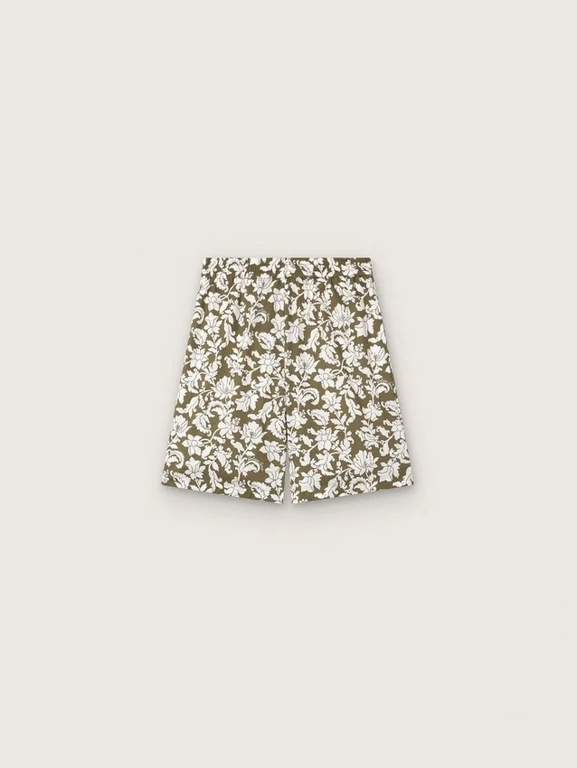 Journey-Shorts für Jungen aus Baumwoll-Canvas mit grün-weissem Blumenprint