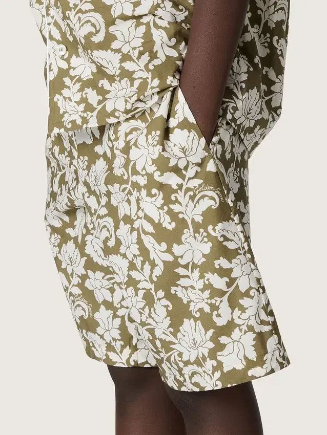 Journey-Shorts für Jungen aus Baumwoll-Canvas mit grün-weissem Blumenprint