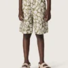 Journey-Shorts für Jungen aus Baumwoll-Canvas mit grün-weissem Blumenprint