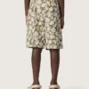 Journey-Shorts für Jungen aus Baumwoll-Canvas mit grün-weissem Blumenprint