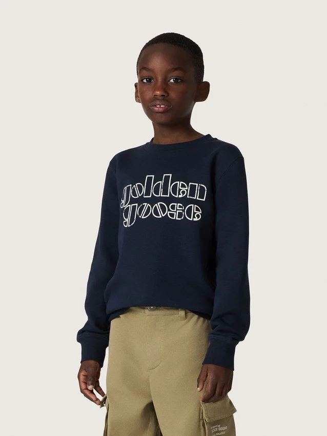 Journey-Sweatshirt für Jungen aus blauer Baumwollmischung mit kontrastierendem Logo