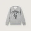 «Journey»-Sweatshirt mit Rundhalsausschnitt für Jungen aus grau melierter Baumwolle mit Maskottchen-Print