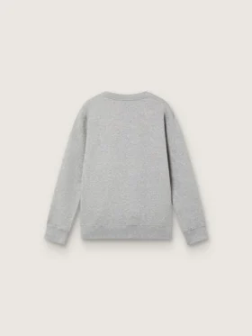 «Journey»-Sweatshirt mit Rundhalsausschnitt für Jungen aus grau melierter Baumwolle mit Maskottchen-Print