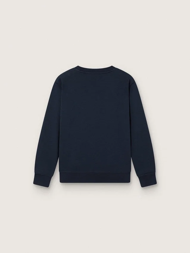 «Journey»-Sweatshirt mit Rundhalsausschnitt für Jungen aus marineblauer Baumwolle mit Maskottchen-Print