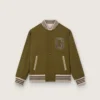 Journey Unisex-Bomberjacke aus militärgrünem Nylon-Twill mit gesticktem Aufnäher
