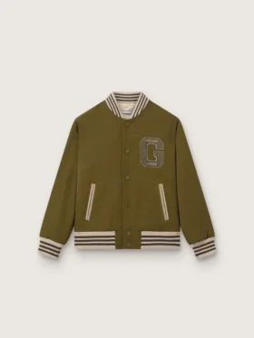 Journey Unisex-Bomberjacke aus militärgrünem Nylon-Twill mit gesticktem Aufnäher