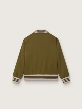 Journey Unisex-Bomberjacke aus militärgrünem Nylon-Twill mit gesticktem Aufnäher