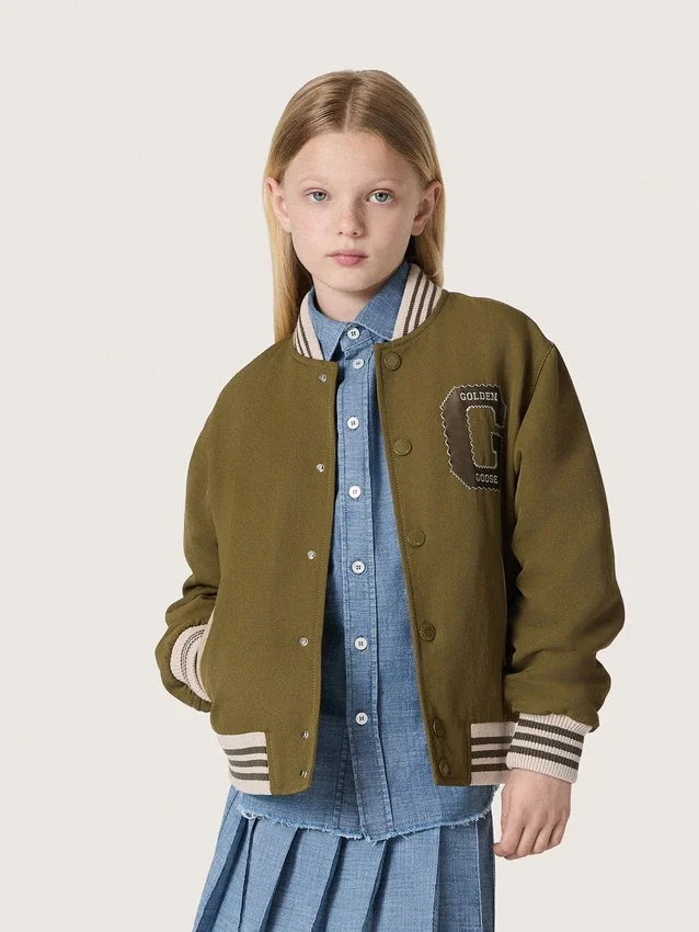 Journey Unisex-Bomberjacke aus militärgrünem Nylon-Twill mit gesticktem Aufnäher