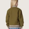 Journey Unisex-Bomberjacke aus militärgrünem Nylon-Twill mit gesticktem Aufnäher