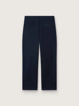 Journey Unisex-Chinos aus blauem Baumwoll-Canvas mit gesticktem Logo