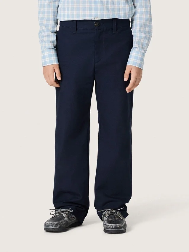 Journey Unisex-Chinos aus blauem Baumwoll-Canvas mit gesticktem Logo