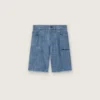 Journey Unisex-Shorts aus hellblauem Baumwoll-Chambray mit gesticktem Logo