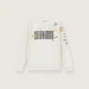 Journey Unisex-Sweatshirt aus weisser Baumwollmischung mit Doodle-Print